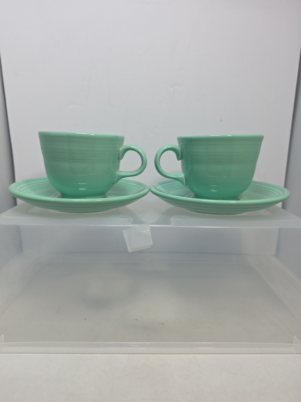 Fiesta Ware Sea Mist Green Tea Coffee Cups & Saucers Set of 2 Homer Laughlin